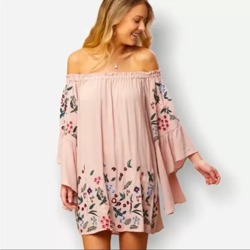 Altar’d State Palermo Embroidered Pink Boho Dress